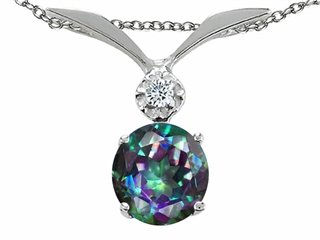 Mystic Rainbow Topaz  and Genuine Diamond Pendant