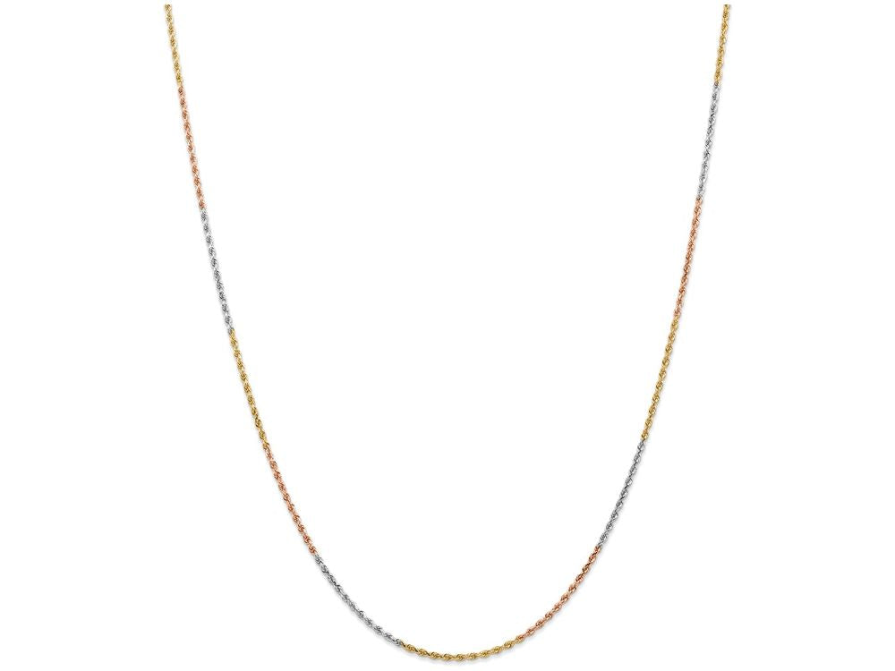 FJC Finejewelers 16 Inch 14 kt Tri Color Gold 1.5mm bright-cut Rope Chain Necklace