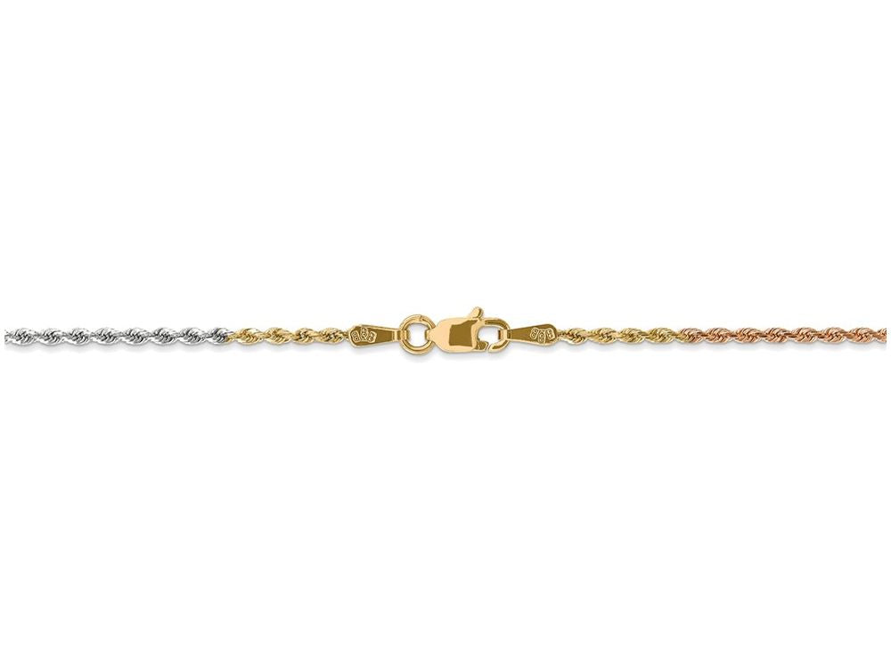 FJC Finejewelers 8 Inch 14 kt Tri Color Gold 1.5mm bright-cut Rope Chain Bracelet