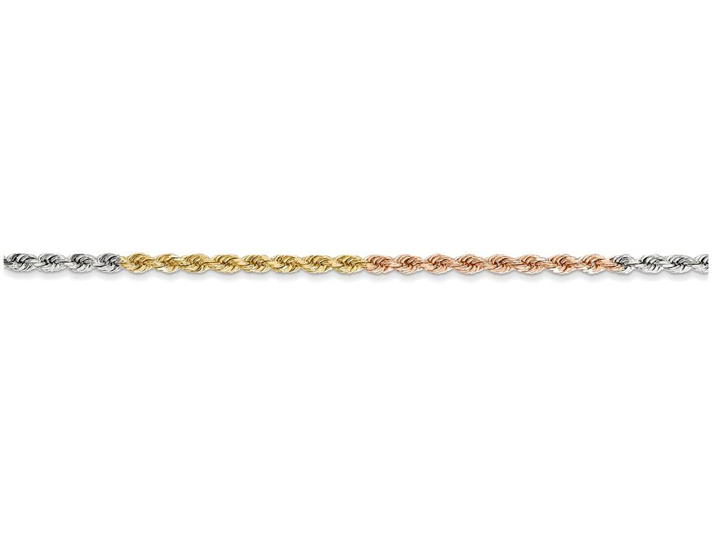 FJC Finejewelers 18 Inch 14 kt Tri Color Gold 1.8mm bright-cut Rope Chain Necklace