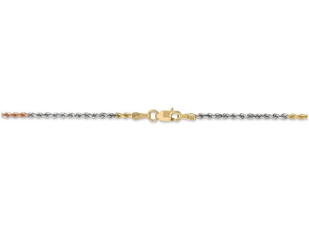 FJC Finejewelers 24 Inch 14 kt Tri Color Gold 1.8mm bright-cut Rope Chain Necklace