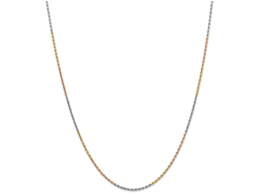FJC Finejewelers 24 Inch 14 kt Tri Color Gold 1.8mm bright-cut Rope Chain Necklace
