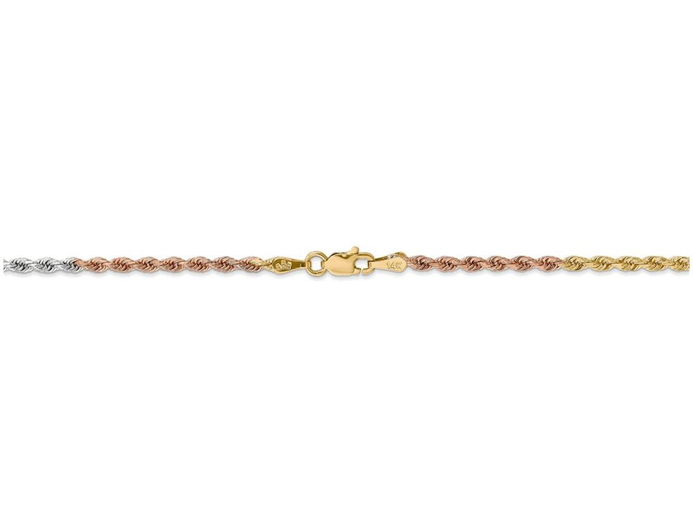 FJC Finejewelers 24 Inch 14 kt Tri Color Gold 2.5mm bright-cut Rope Chain Necklace