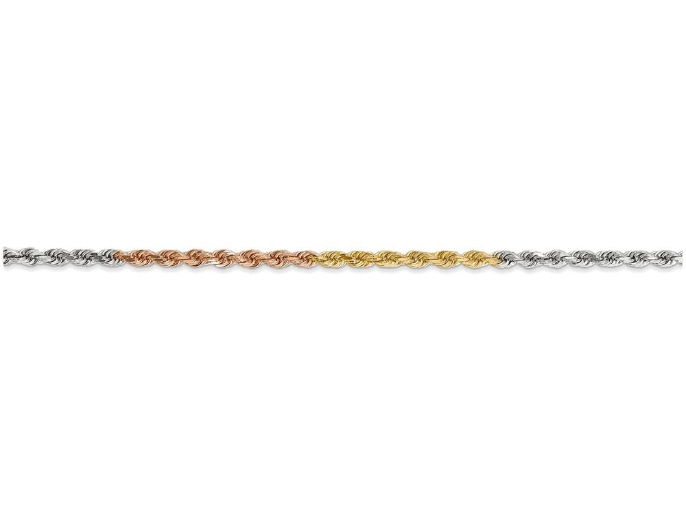 FJC Finejewelers 7 Inch 14 kt Tri Color Gold 2.5mm bright-cut Rope Chain Bracelet