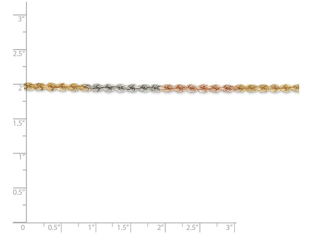FJC Finejewelers 16 Inch 14 kt Tri Color Gold 2.9mm bright-cut Rope Chain Necklace