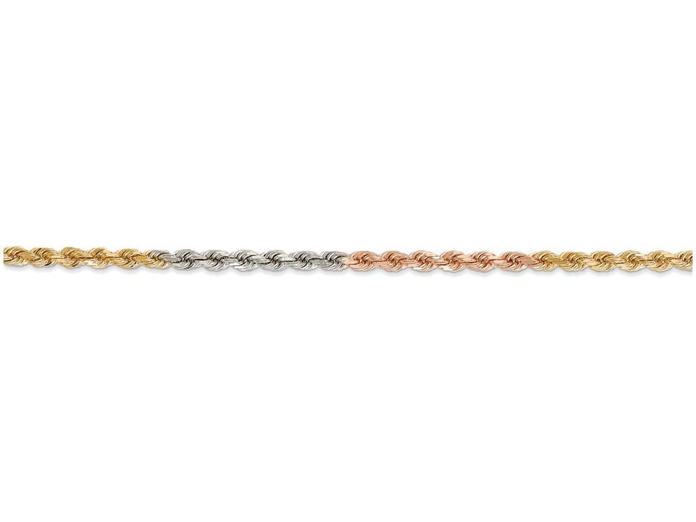 FJC Finejewelers 16 Inch 14 kt Tri Color Gold 2.9mm bright-cut Rope Chain Necklace
