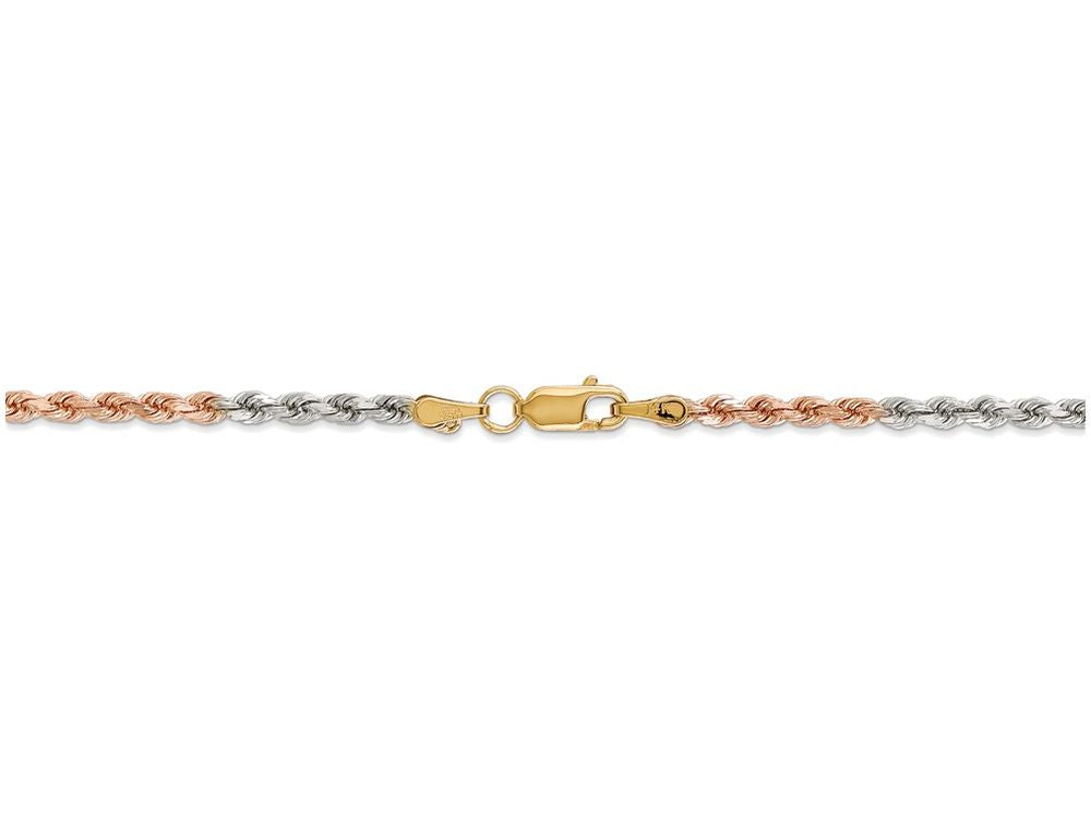 FJC Finejewelers 24 Inch 14 kt Tri Color Gold 2.9mm bright-cut Rope Chain Necklace