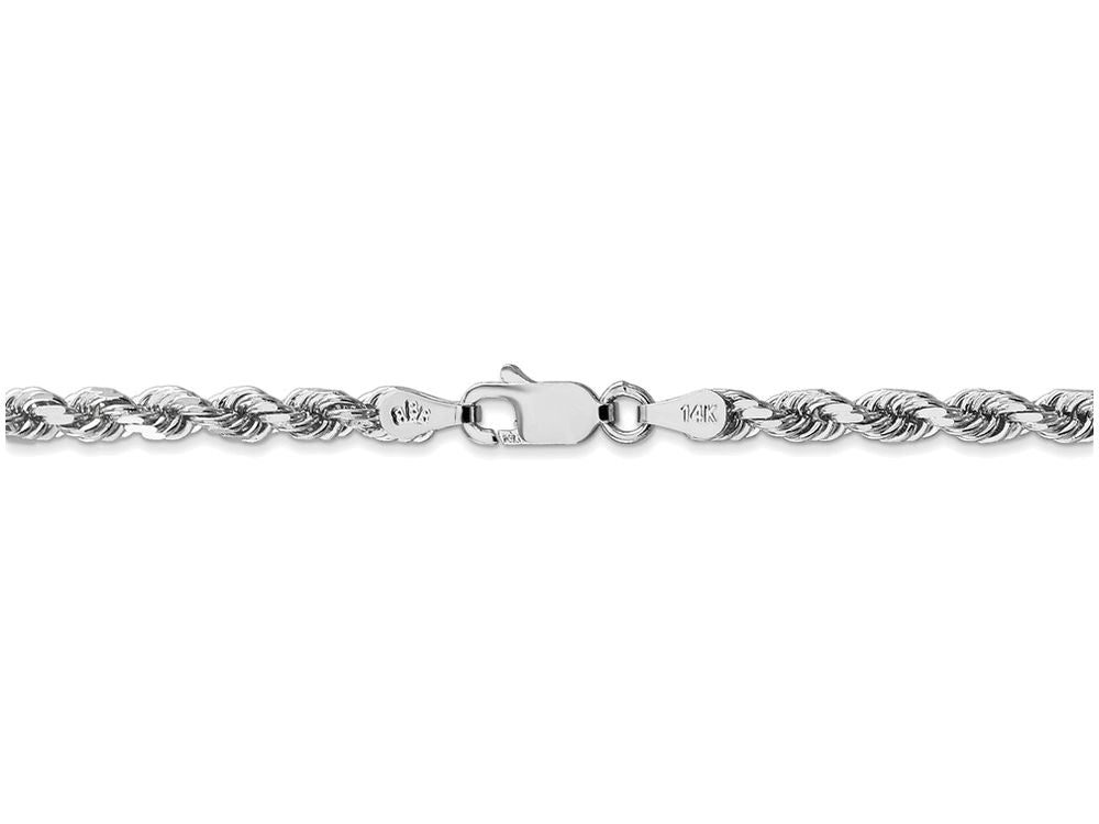 FJC Finejewelers 9 Inch 14k White Gold 3.5mm bright-cut Rope Chain Ankle Bracelet (Smaller Ankles)