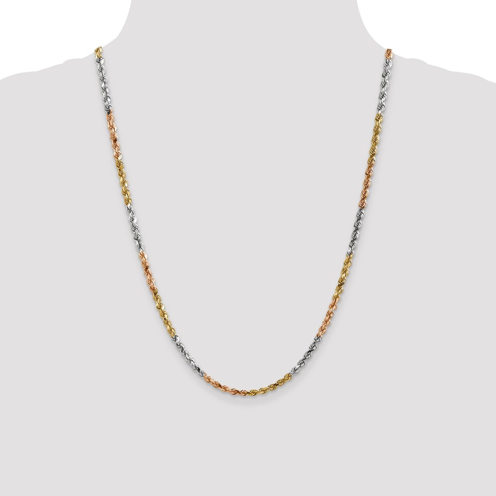 FJC Finejewelers 24 Inch 14k Tri-color 4mm bright-cut Rope Chain Necklace