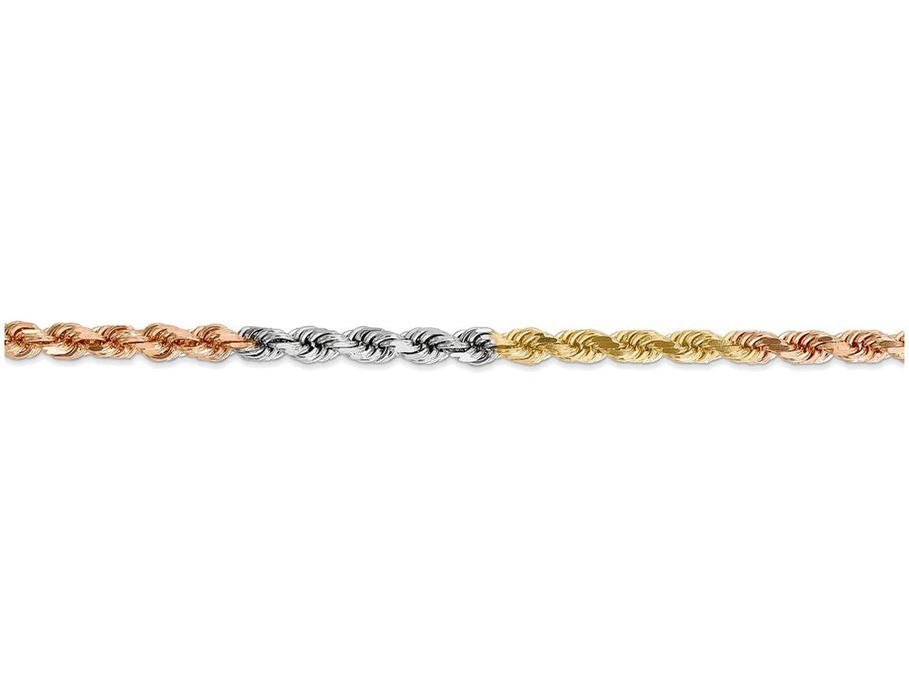 FJC Finejewelers 8 Inch 14 kt Tri Color Gold 4mm bright-cut Rope Chain Bracelet