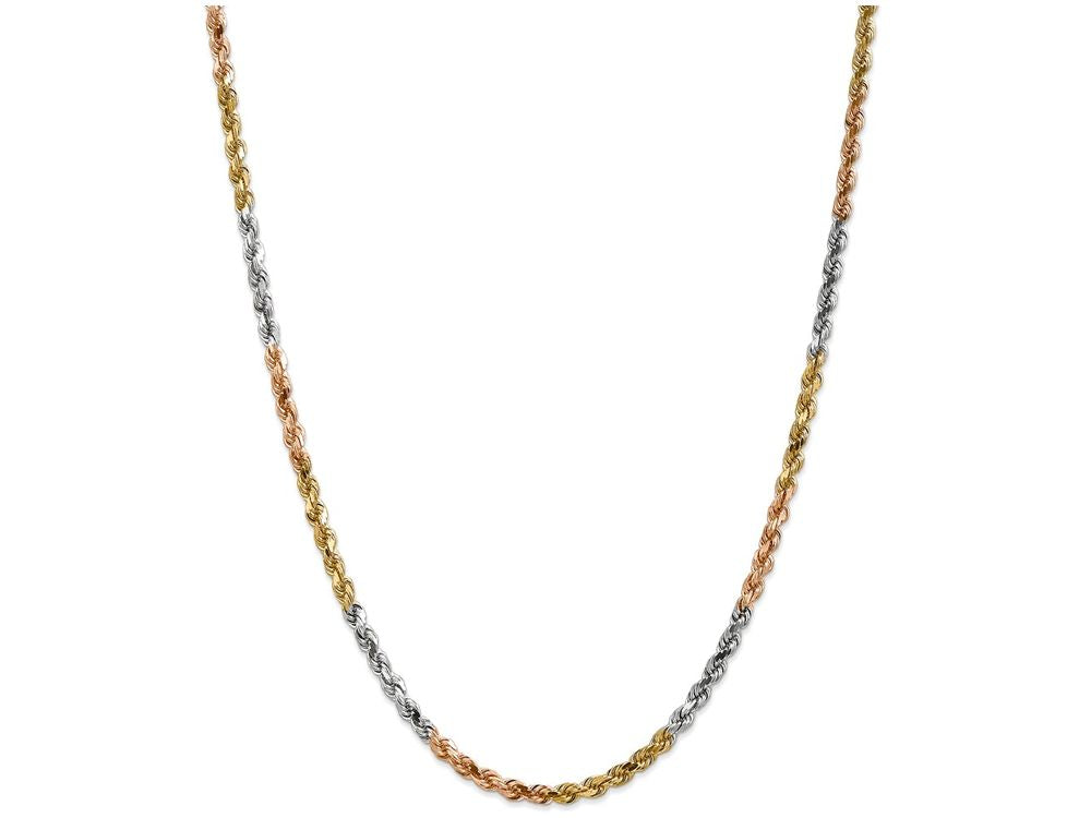 FJC Finejewelers 8 Inch 14 kt Tri Color Gold 4mm bright-cut Rope Chain Bracelet
