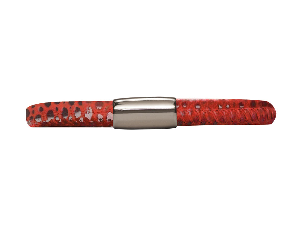 Endless Jennifer Lopez Red Reptile, 19cm/7.5inch Single Leather Bracelet Steel Finish