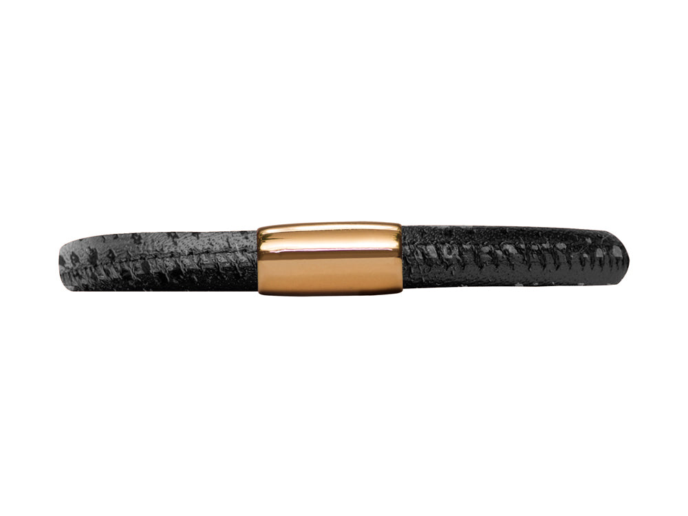 Endless Jewelry - Jennifer Lopez Collection Black Reptile, 18cm/7.0inch Single Leather Bracelet Gold Finish