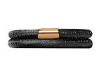 Endless Jewelry - Jennifer Lopez Collection Black Reptile, 40cm/8.0inch Double Leather Bracelet Gold Finish
