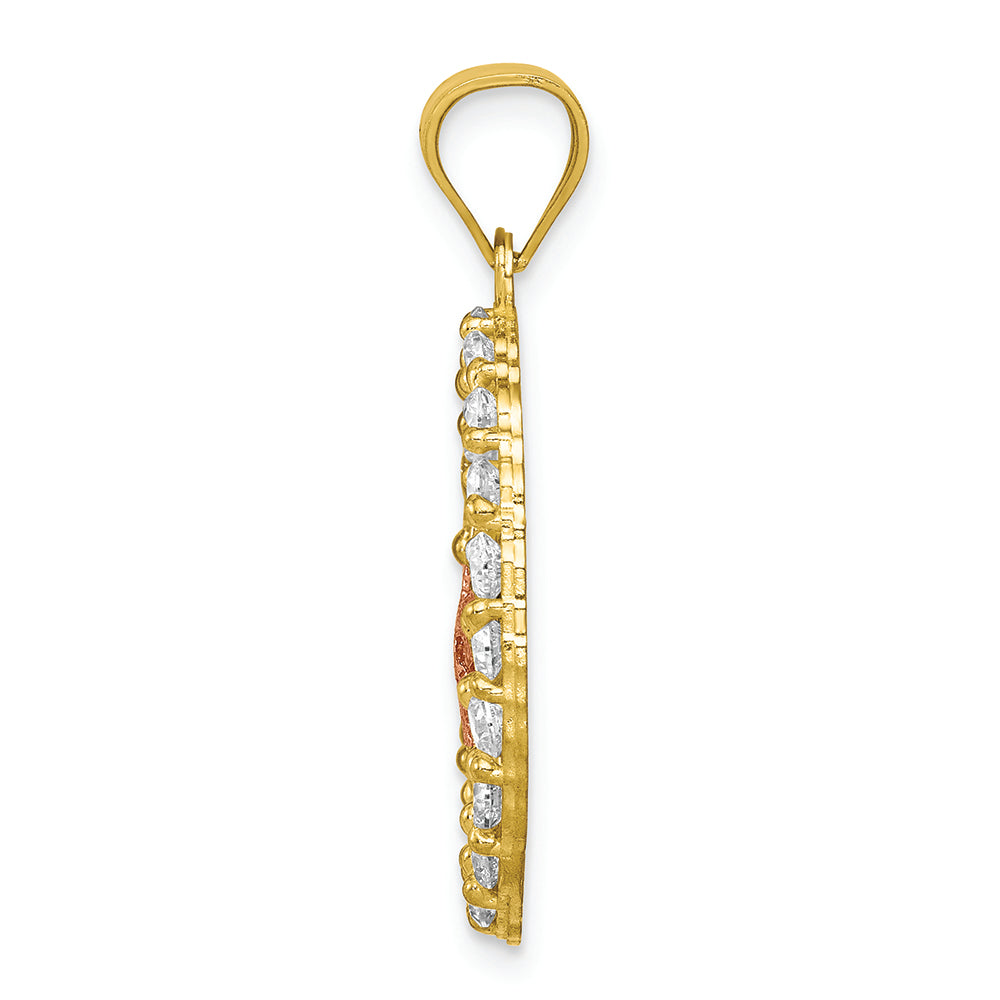 FJC Finejewelers 10k Two-tone Gold CZ Cross Charm