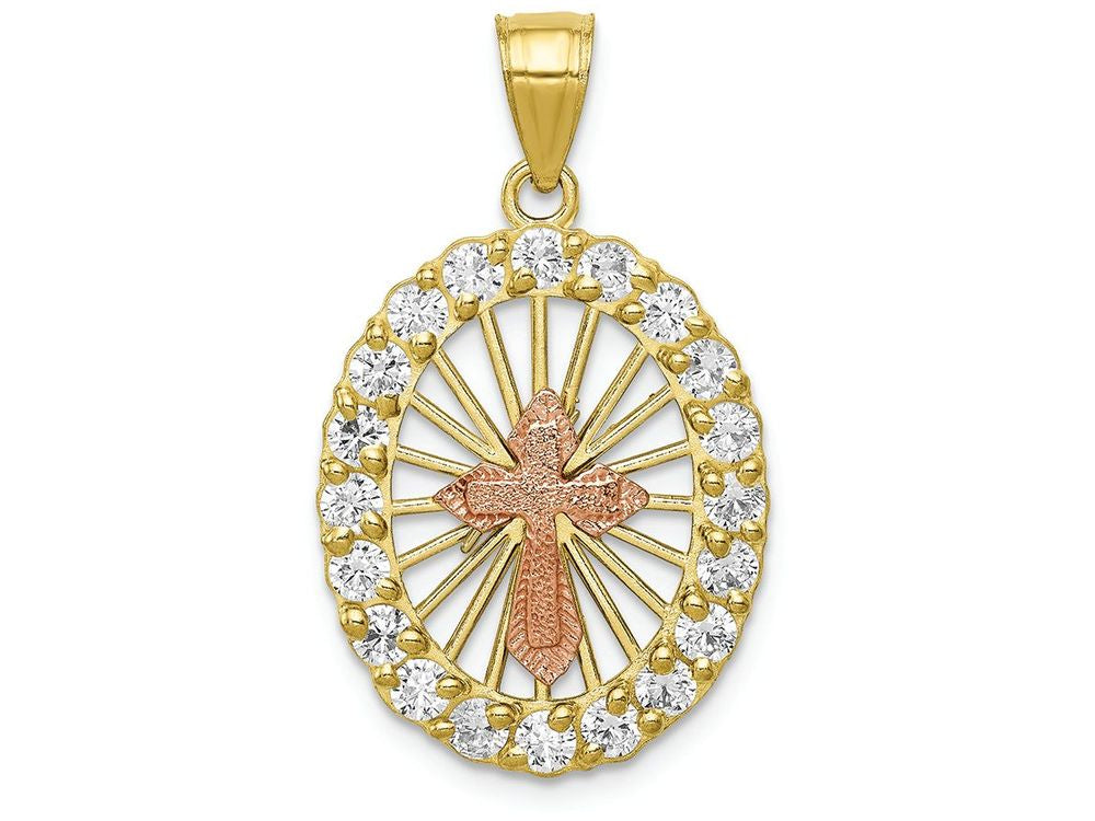 FJC Finejewelers 10k Two-tone Gold CZ Cross Charm