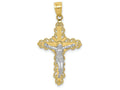 FJC Finejewelers 10k Yellow Gold with Rhodium Filigree Crucifix Charm