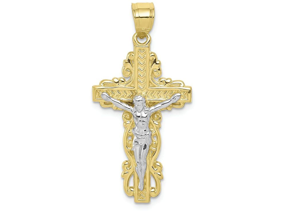 FJC Finejewelers 10k Yellow Gold with Rhodium Crucifix Charm
