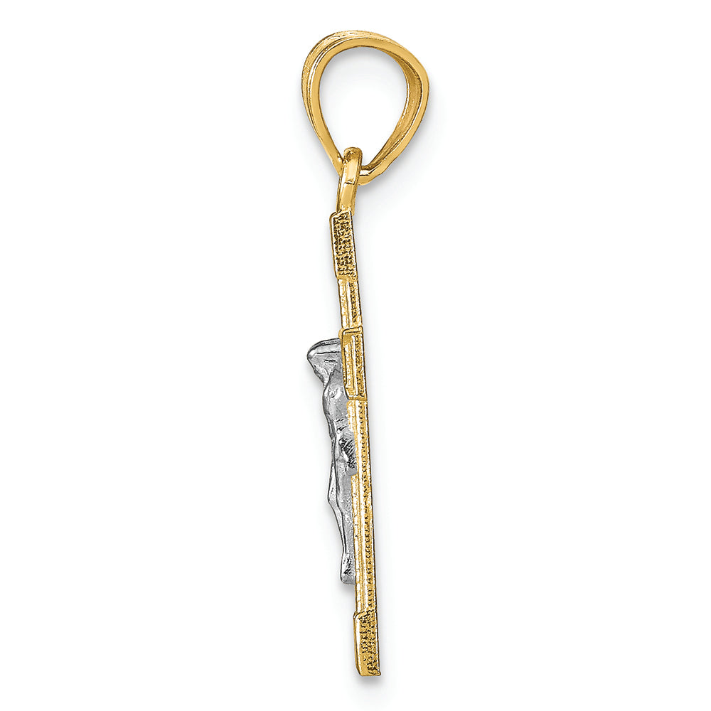 FJC Finejewelers 10k Yellow Gold with Rhodium Small Crucifix Charm