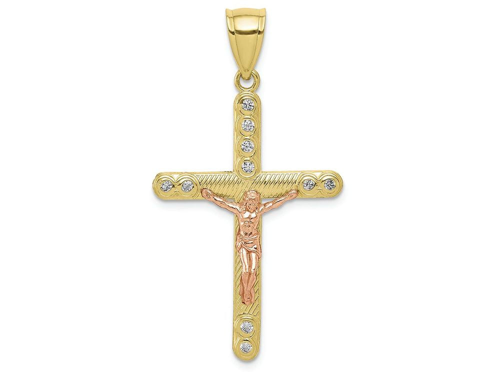 FJC Finejewelers 10k Two-tone Gold CZ Crucifix Charm