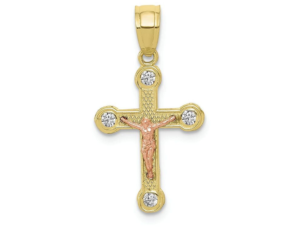FJC Finejewelers 10k Two-tone Gold Small CZ Crucifix Charm
