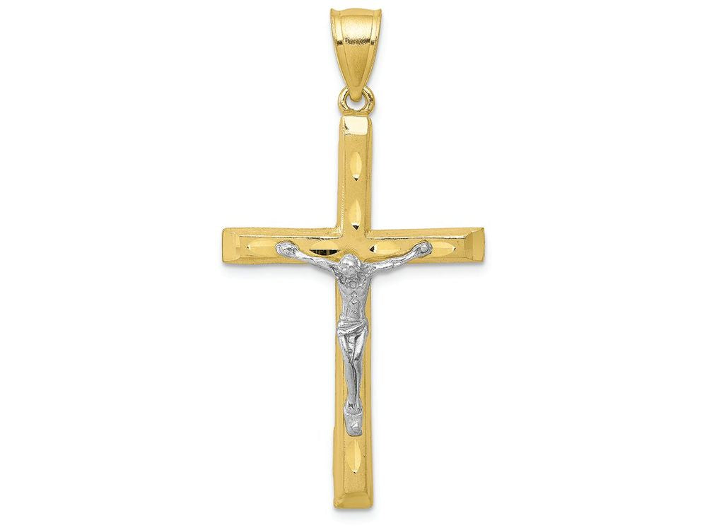 FJC Finejewelers 10k Yellow Gold with Rhodium Bright Cut Crucifix Charm
