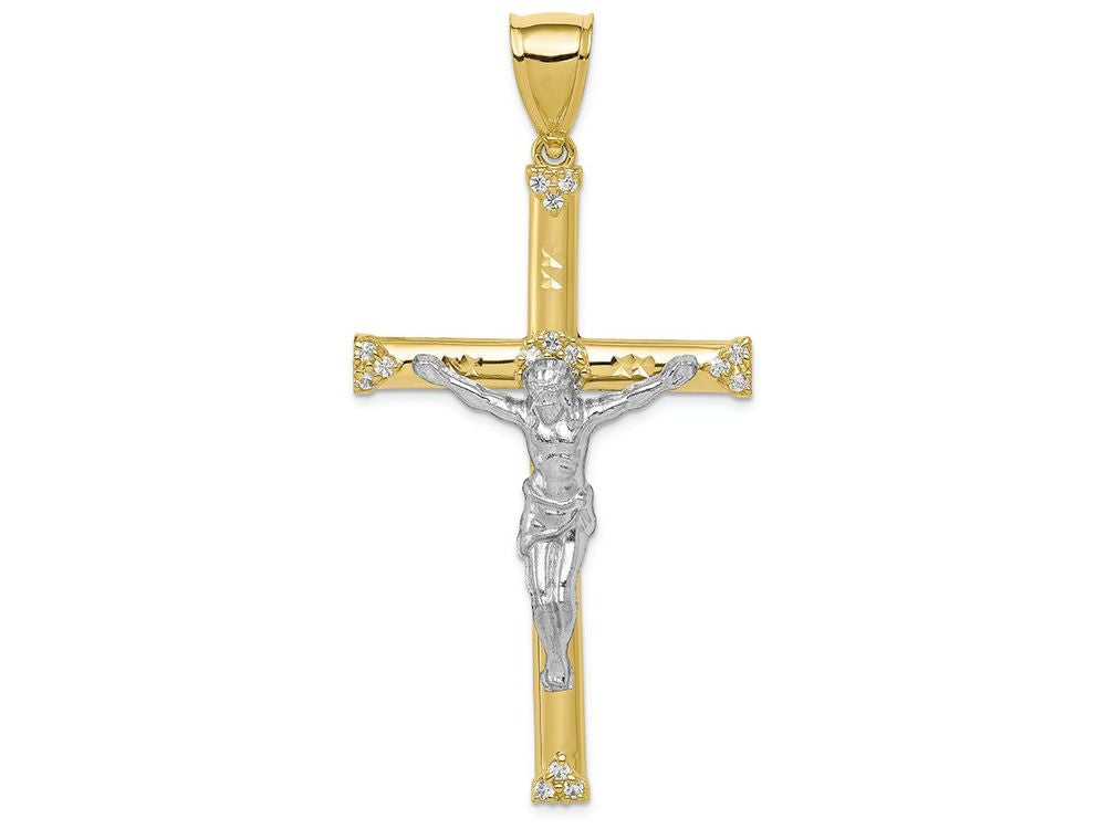 FJC Finejewelers 10k Yellow Gold with Rhodium CZ Crucifix Charm