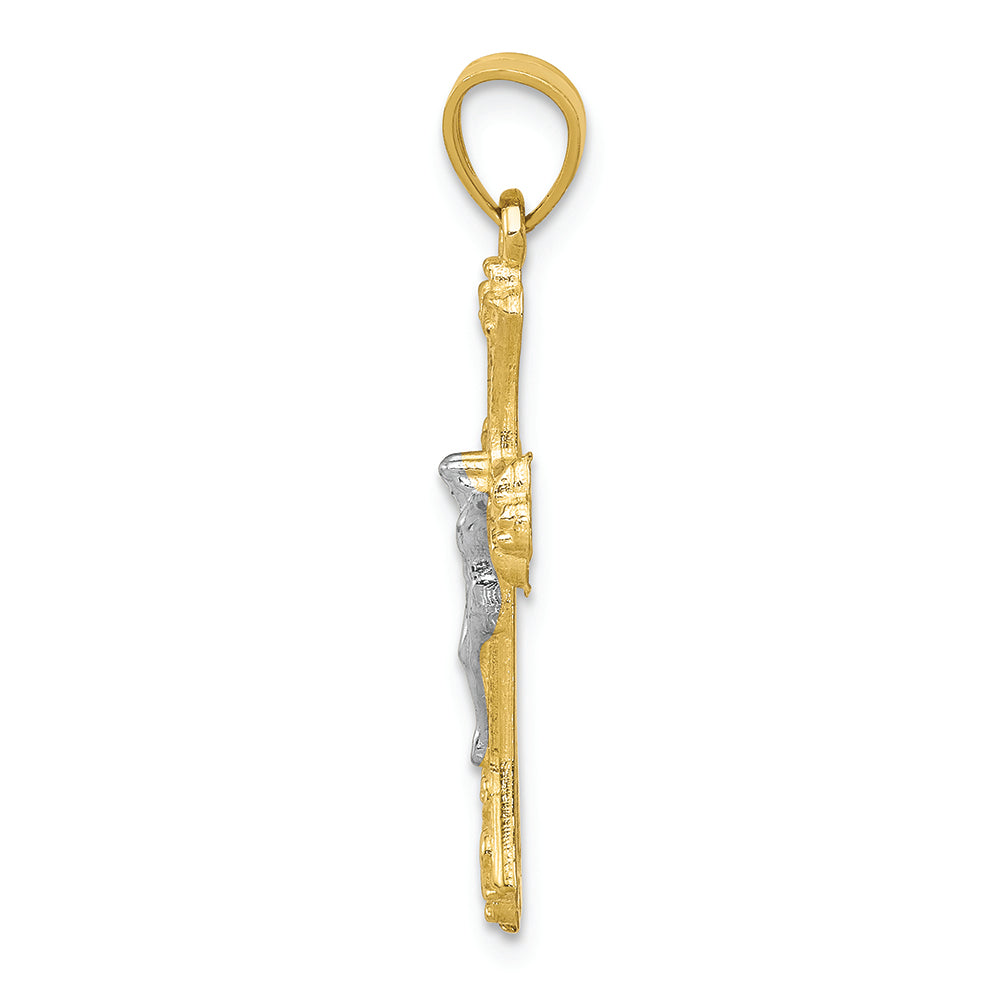 FJC Finejewelers 10k Yellow Gold with Rhodium Fleur De Lis Crucifix Charm