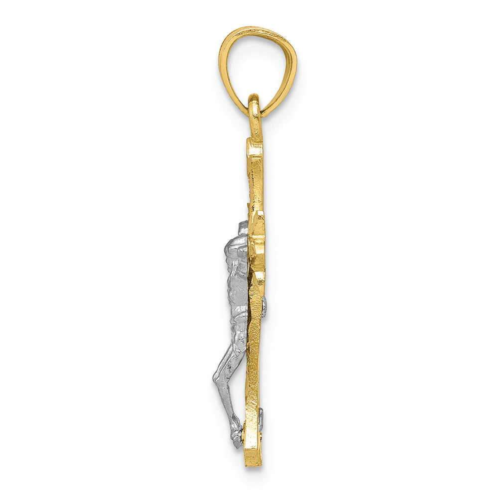 FJC Finejewelers 10k Yellow Gold with Rhodium Filigree Crucifix Charm
