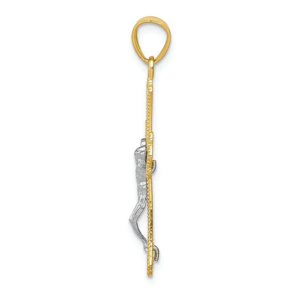 FJC Finejewelers 10k Yellow Gold with Rhodium Bright Cut Crucifix Charm