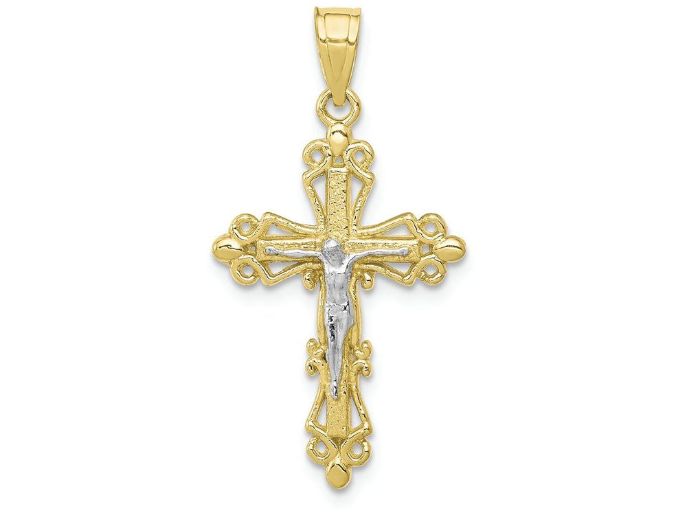 FJC Finejewelers 10k Yellow Gold with Rhodium Crucifix Charm