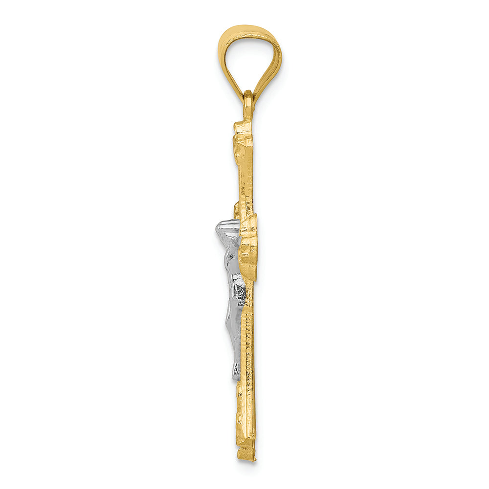 FJC Finejewelers 10k Yellow Gold with Rhodium Fleur De Lis Crucifix Charm