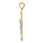 FJC Finejewelers 10k Yellow Gold with Rhodium Fleur De Lis Crucifix Charm