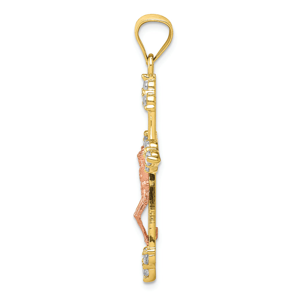 FJC Finejewelers 10k Two-tone Gold CZ Crucifix Charm