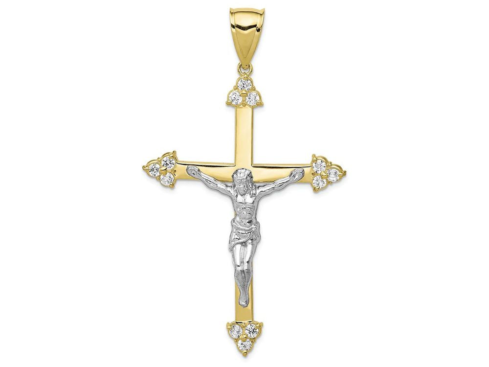 FJC Finejewelers 10k Yellow Gold with Rhodium CZ Crucifix Charm
