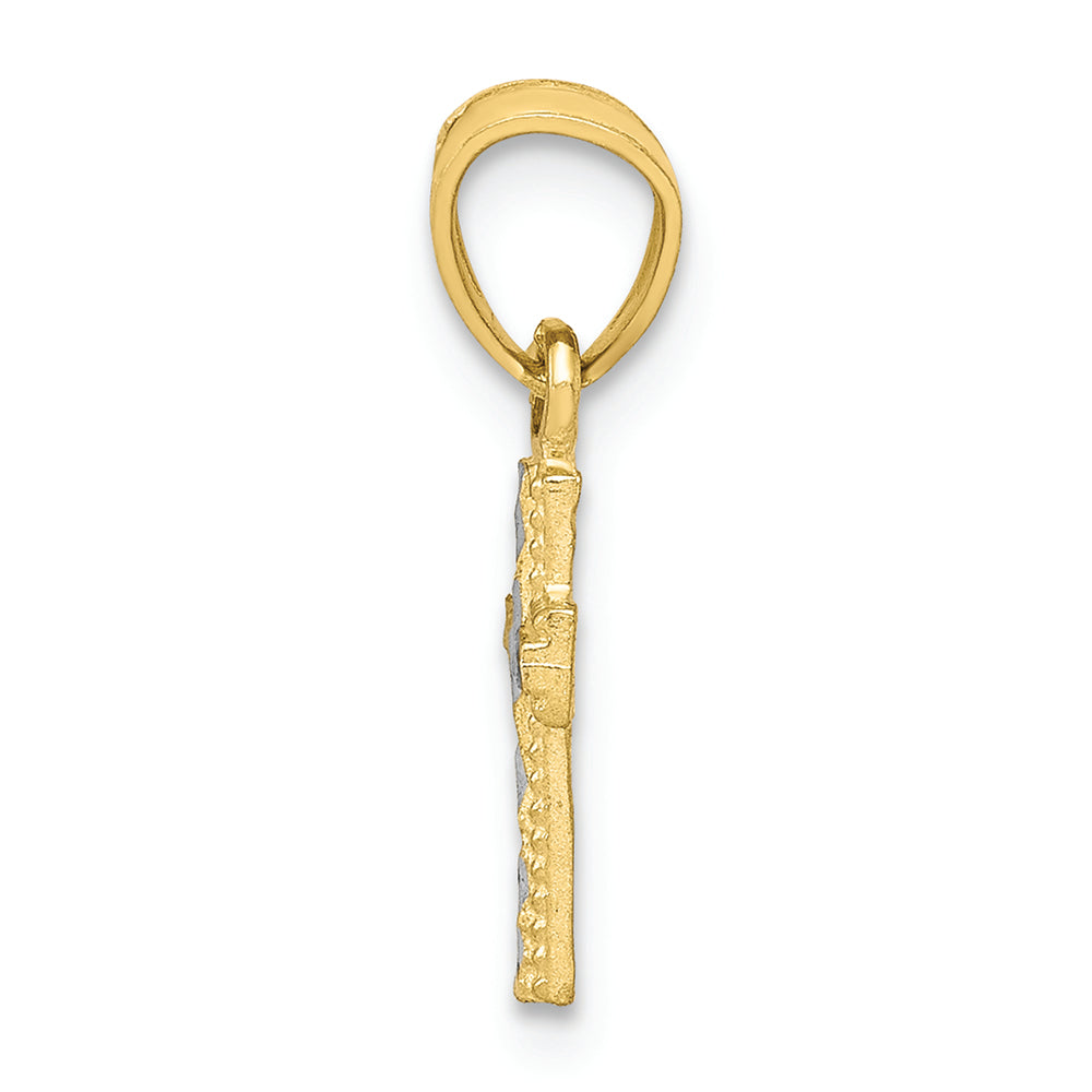 FJC Finejewelers 10k Yellow Gold with Rhodium Tiny Bright Cut Cross Charm