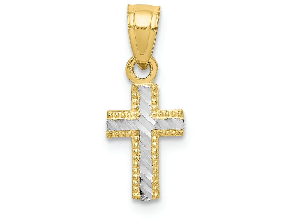 FJC Finejewelers 10k Yellow Gold with Rhodium Tiny Bright Cut Cross Charm