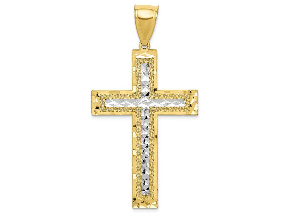 FJC Finejewelers 10k Yellow Gold with Rhodium Bright Cut Cross Charm
