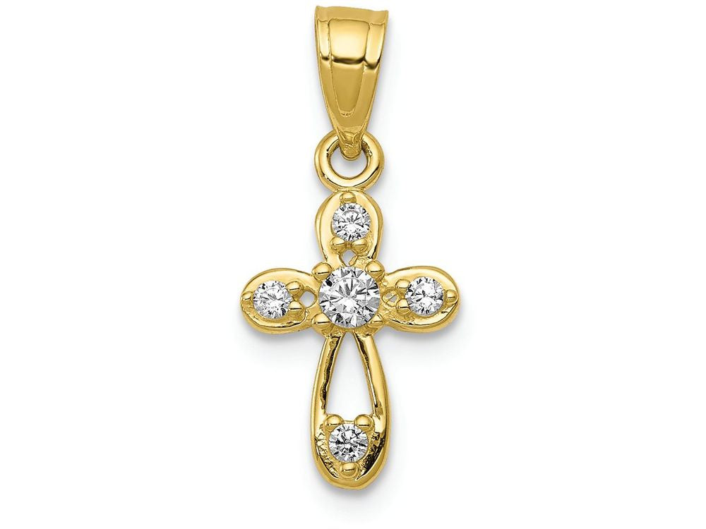 FJC Finejewelers 10k Yellow Gold Small CZ Cross Charm