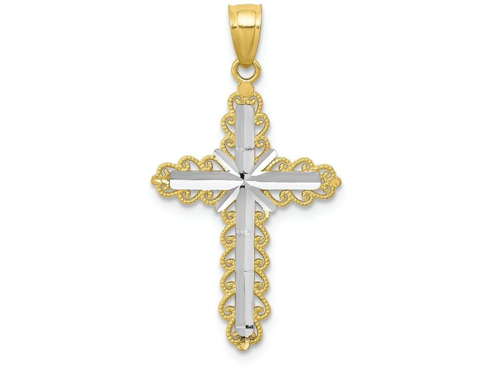 FJC Finejewelers 10k Yellow Gold with Rhodium Bright Cut Cross Charm
