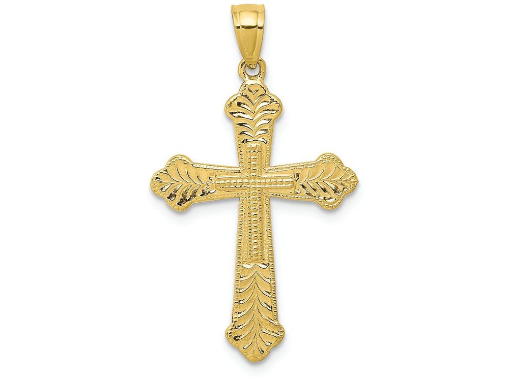 FJC Finejewelers 10k Yellow Gold Budded Cross Charm