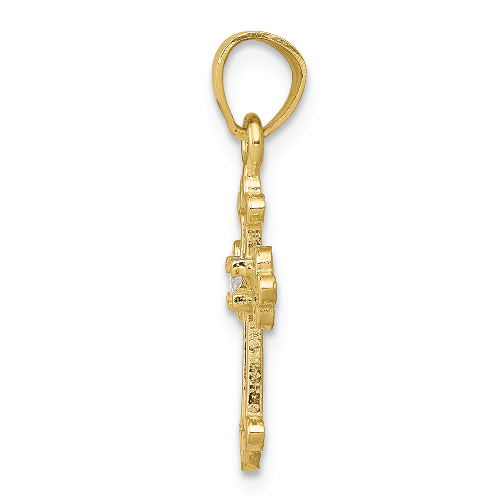FJC Finejewelers 10k Yellow Gold Small CZ Cross Charm