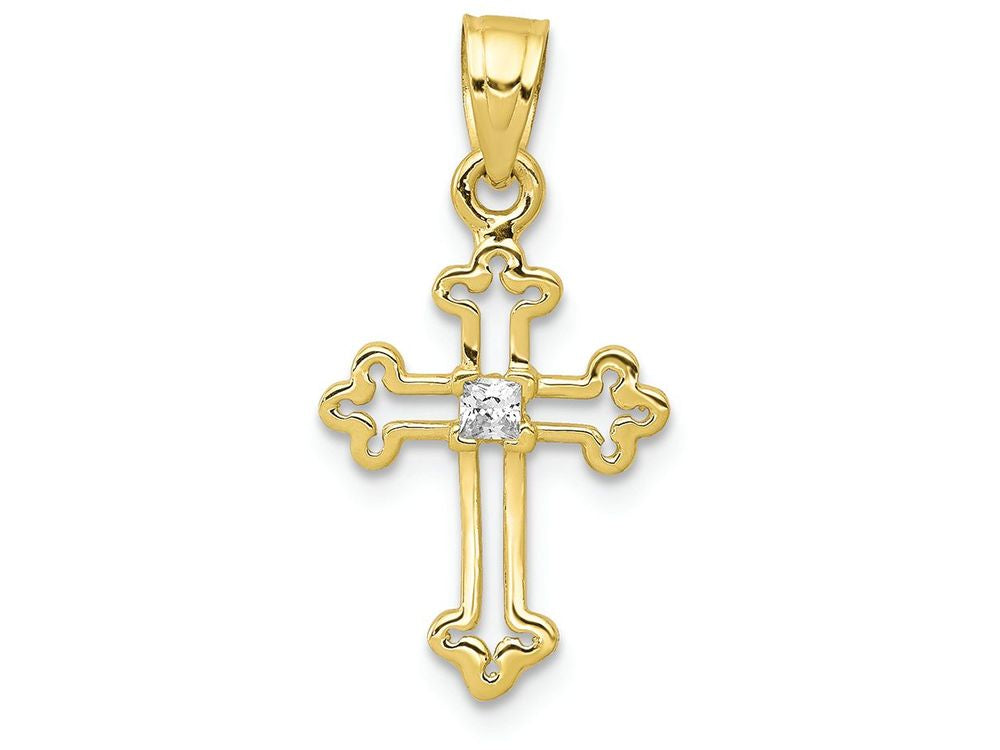 FJC Finejewelers 10k Yellow Gold Small CZ Cross Charm