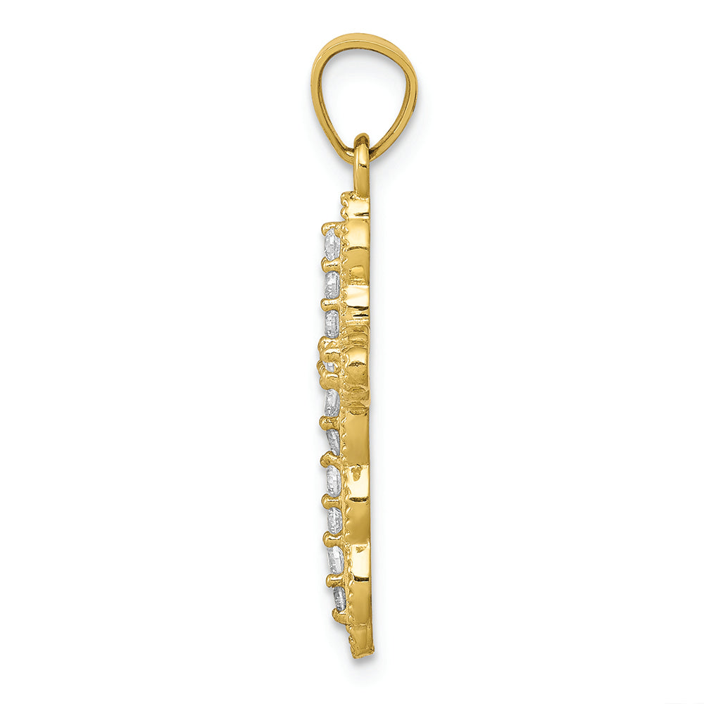 FJC Finejewelers 10k Yellow Gold CZ Filigree Cross Charm