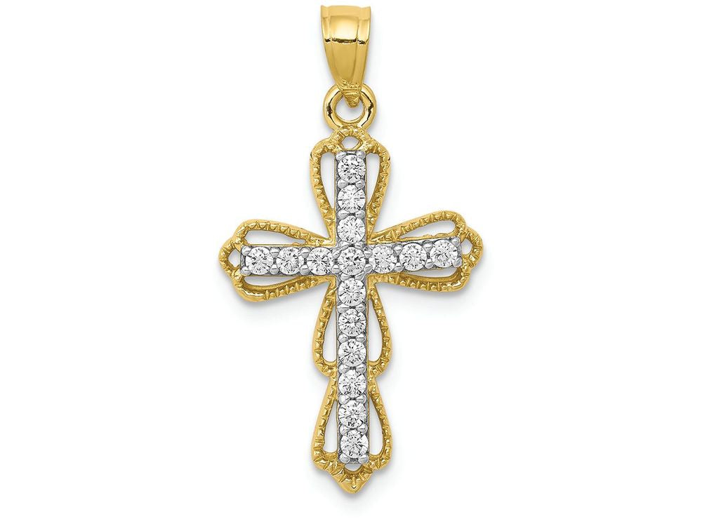 FJC Finejewelers 10k Yellow Gold CZ Filigree Cross Charm