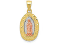 FJC Finejewelers 10k Yellow Gold Two-tone White with Rhodium Lady Of Guadalupe Oval Charm