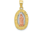 FJC Finejewelers 10k Yellow Gold Two-tone White with Rhodium Lady Of Guadalupe Oval Charm