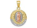 FJC Finejewelers 10k Yellow Gold Two-tone with Rhodium CZ Lady Of Guadalupe Round Charm