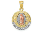 FJC Finejewelers 10k Yellow Gold Two-tone with Rhodium CZ Lady Of Guadalupe Round Charm