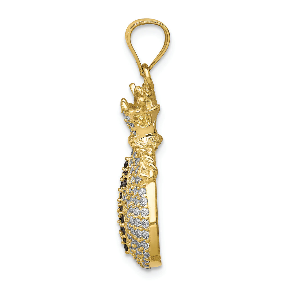 FJC Finejewelers 10k Yellow Gold Black Clear CZ Micropave Money Bag Charm